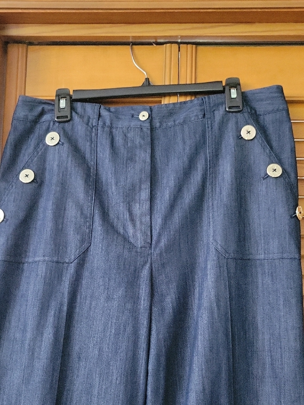 Tommy Hilfiger Navy Wide Leg Trim Jeans